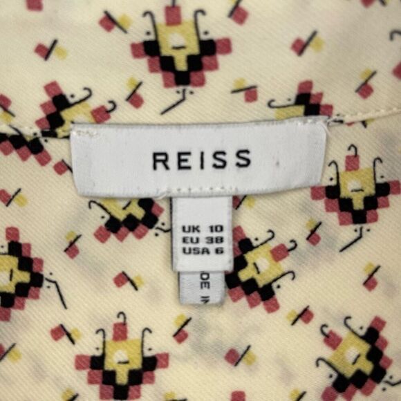 Reiss Pia Tetris Print Top Cream size 6 - Picture 11 of 16